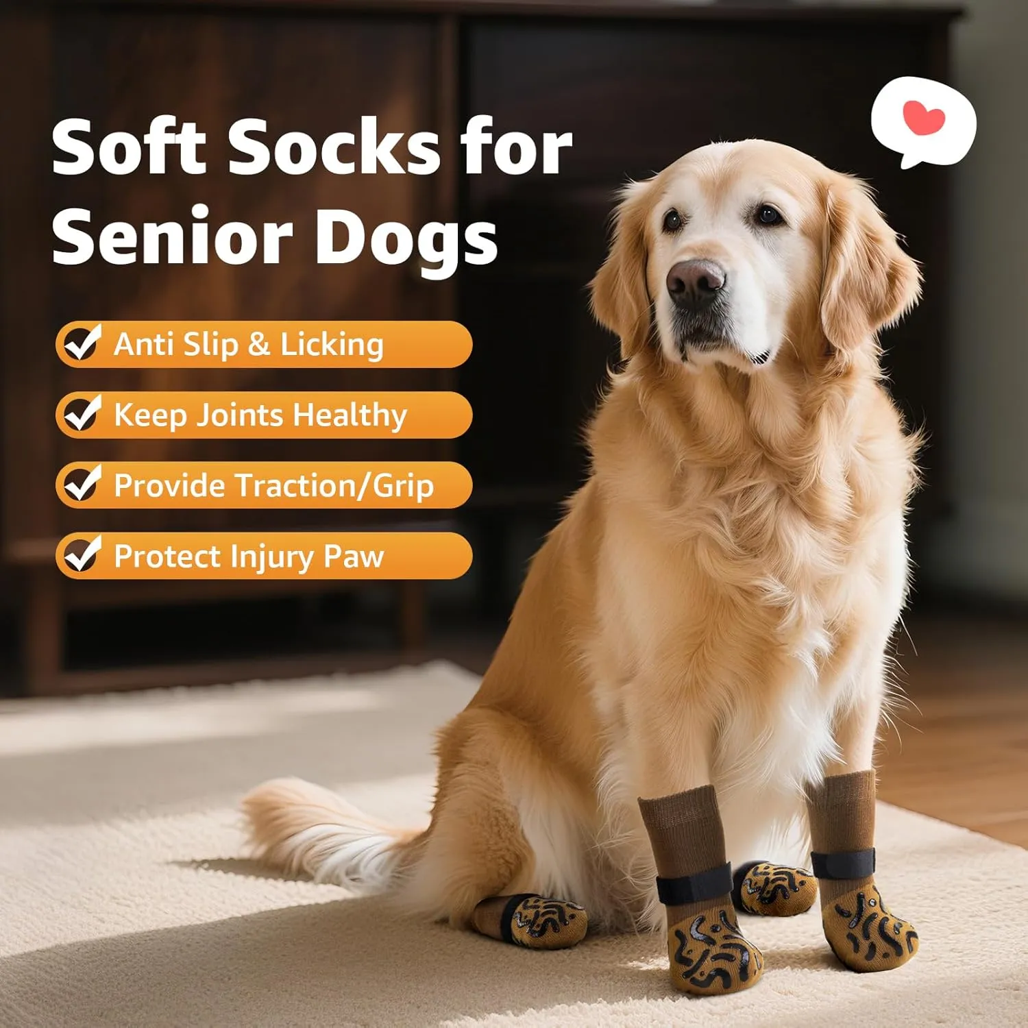 Double Sides Non-Slip Dog Socks to Prevent Licking Paws - Strong Traction for Paw Protector, Senior Dogs, Hardwood Floors, Dog Booties with Grippers - X-Large