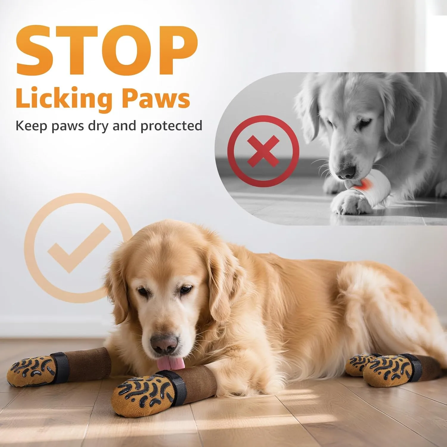 Double Sides Non-Slip Dog Socks to Prevent Licking Paws - Strong Traction for Paw Protector, Senior Dogs, Hardwood Floors, Dog Booties with Grippers - X-Large