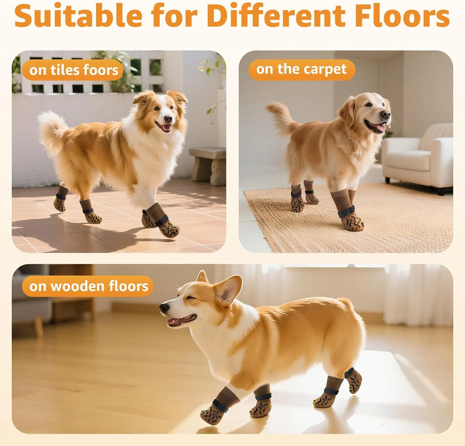 Double Sides Non-Slip Dog Socks to Prevent Licking Paws - Strong Traction for Paw Protector, Senior Dogs, Hardwood Floors, Dog Booties with Grippers - X-Large