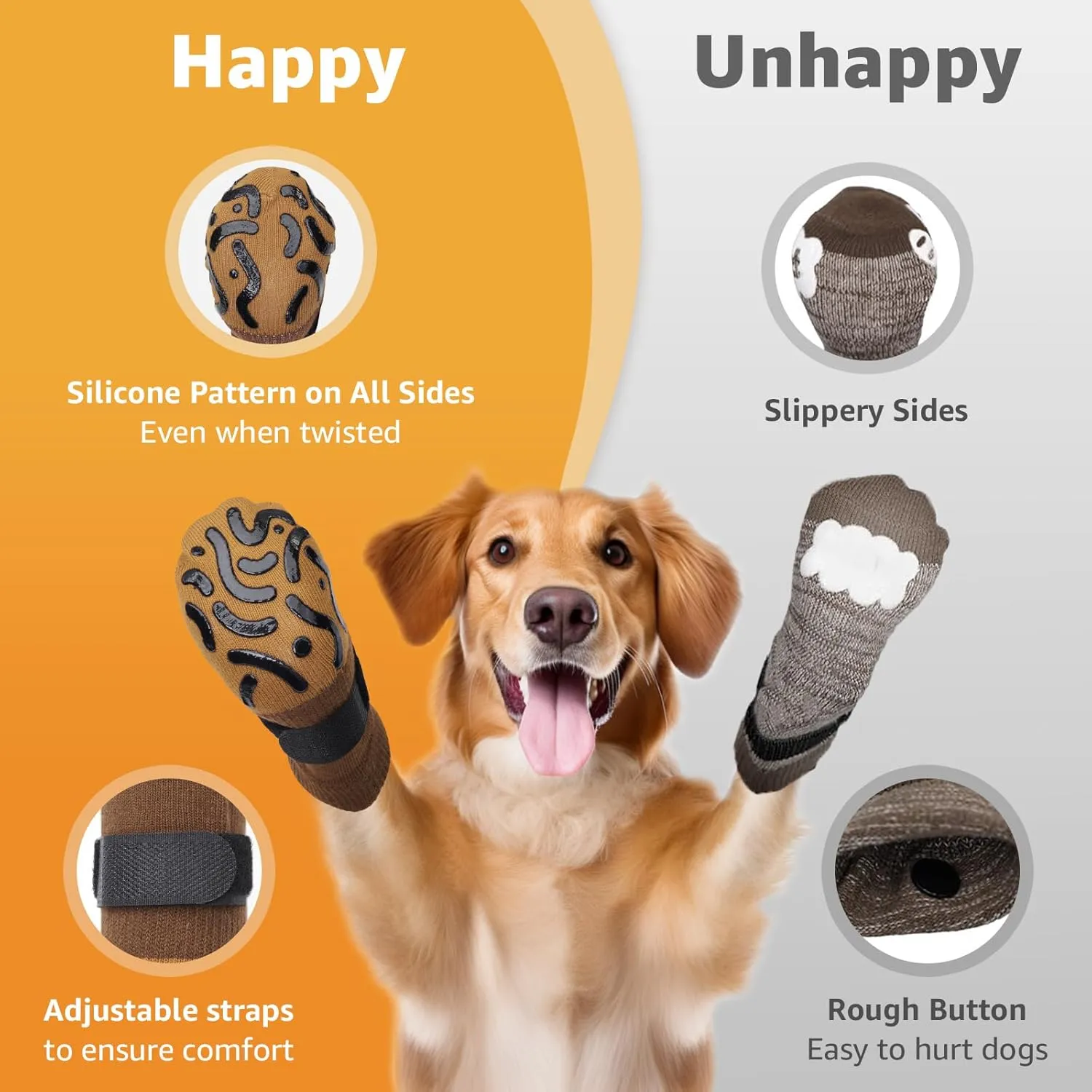 Double Sides Non-Slip Dog Socks to Prevent Licking Paws - Strong Traction for Paw Protector, Senior Dogs, Hardwood Floors, Dog Booties with Grippers - X-Large