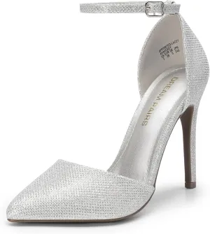 DREAM PAIRS Women's Oppointed-Lacey Pointed Toe Ankle Strap High Heel Stiletto Pumps Wedding Dress Shoes