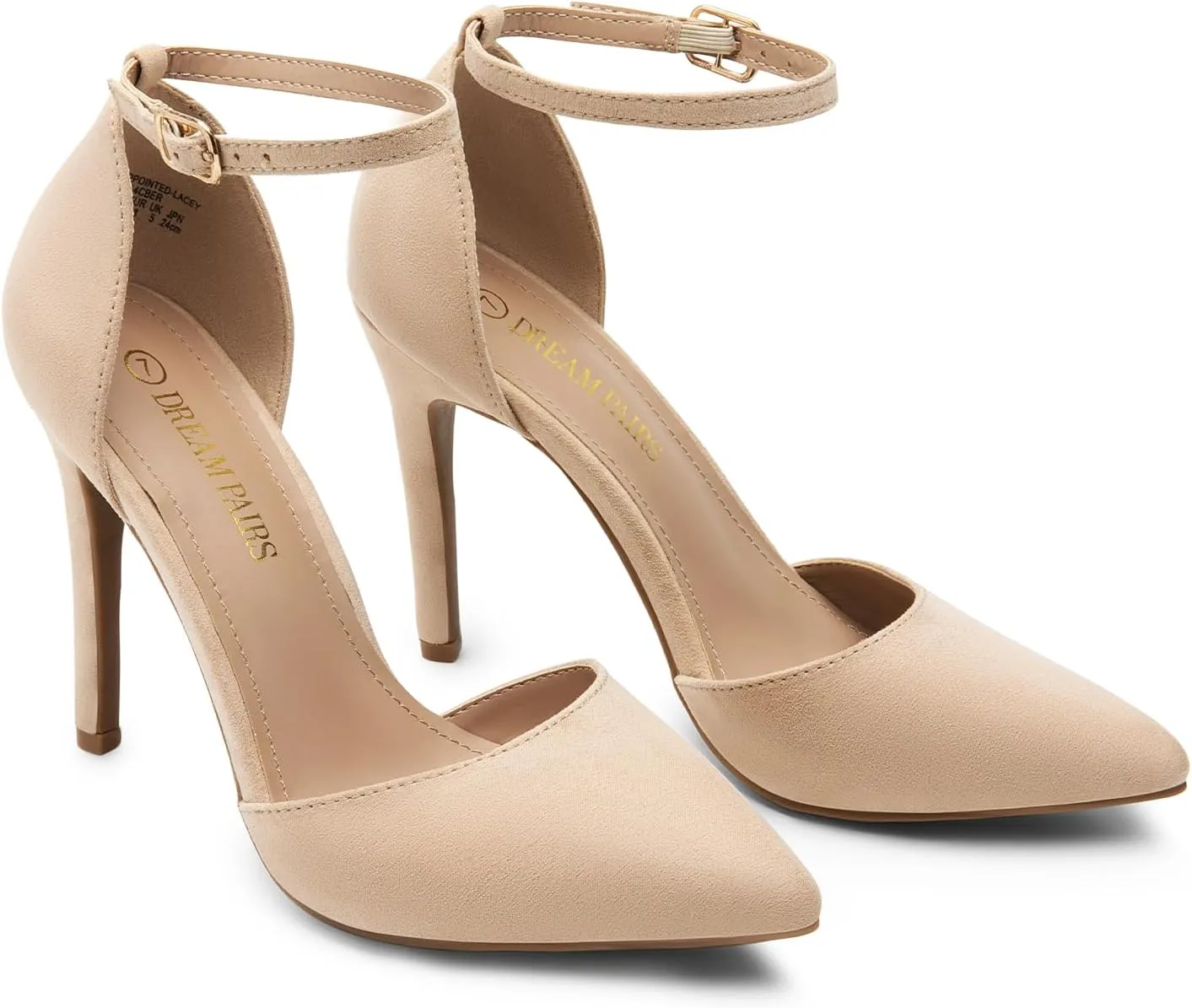 DREAM PAIRS Women's Oppointed-Lacey Pointed Toe Ankle Strap High Heel Stiletto Pumps Wedding Dress Shoes