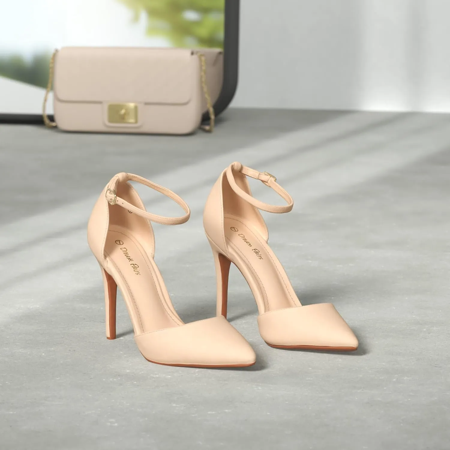 DREAM PAIRS Women's Oppointed-Lacey Pointed Toe Ankle Strap High Heel Stiletto Pumps Wedding Dress Shoes