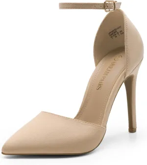 DREAM PAIRS Women's Oppointed-Lacey Pointed Toe Ankle Strap High Heel Stiletto Pumps Wedding Dress Shoes