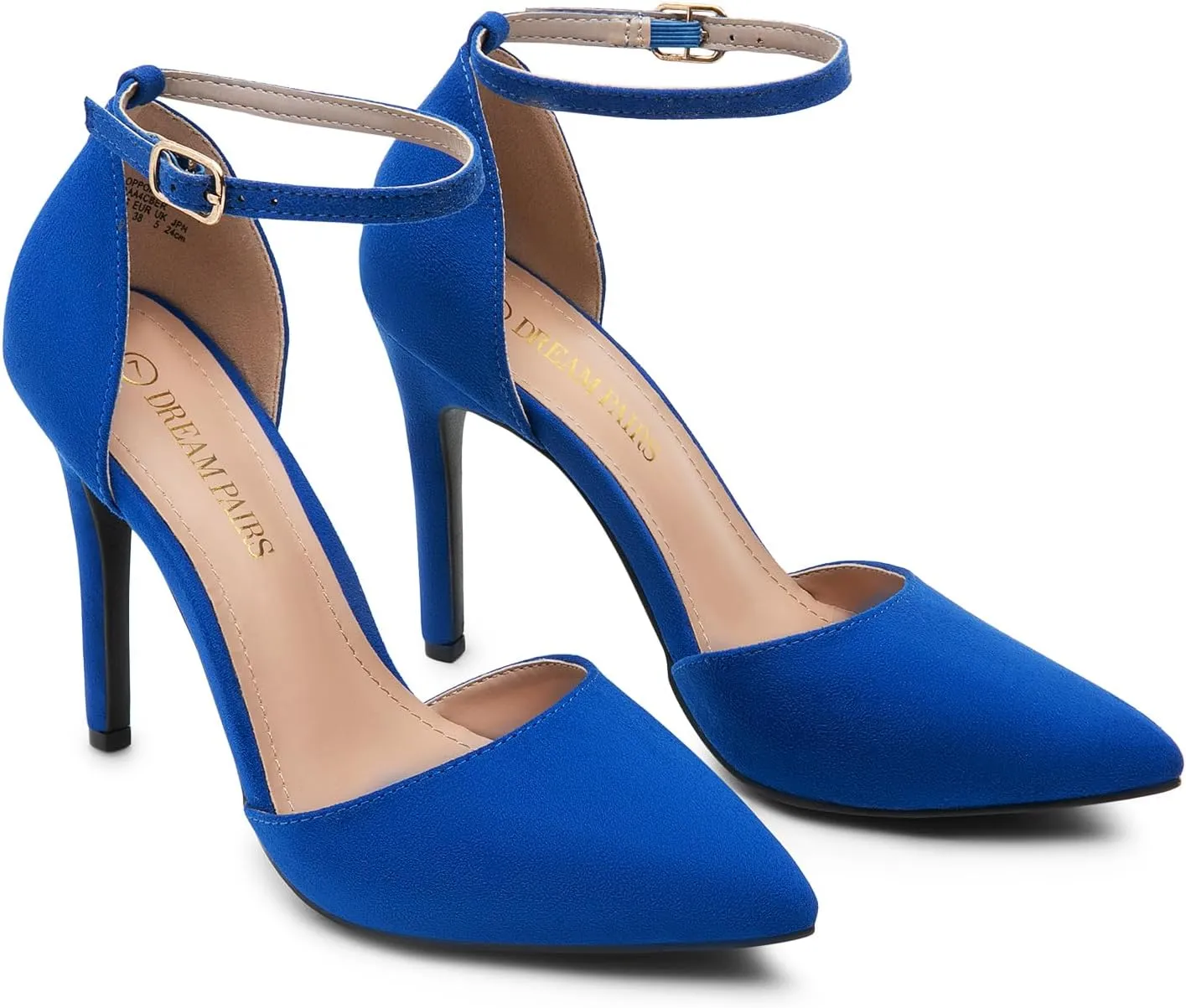 DREAM PAIRS Women's Oppointed-Lacey Pointed Toe Ankle Strap High Heel Stiletto Pumps Wedding Dress Shoes
