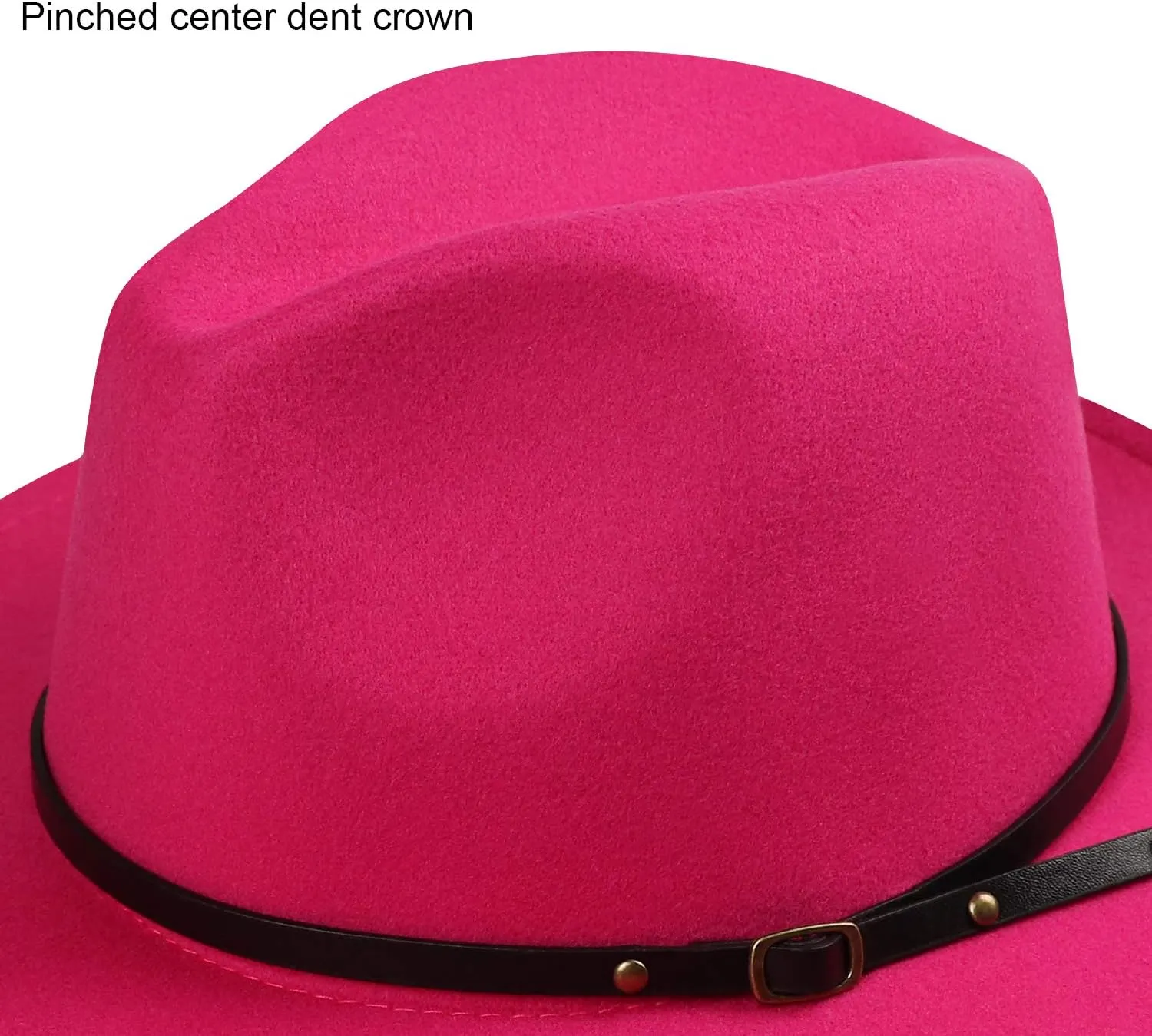 DRESHOW Women Classic Felt Fedora Wide Brim Floppy with Belt Buckle Panama Hat
