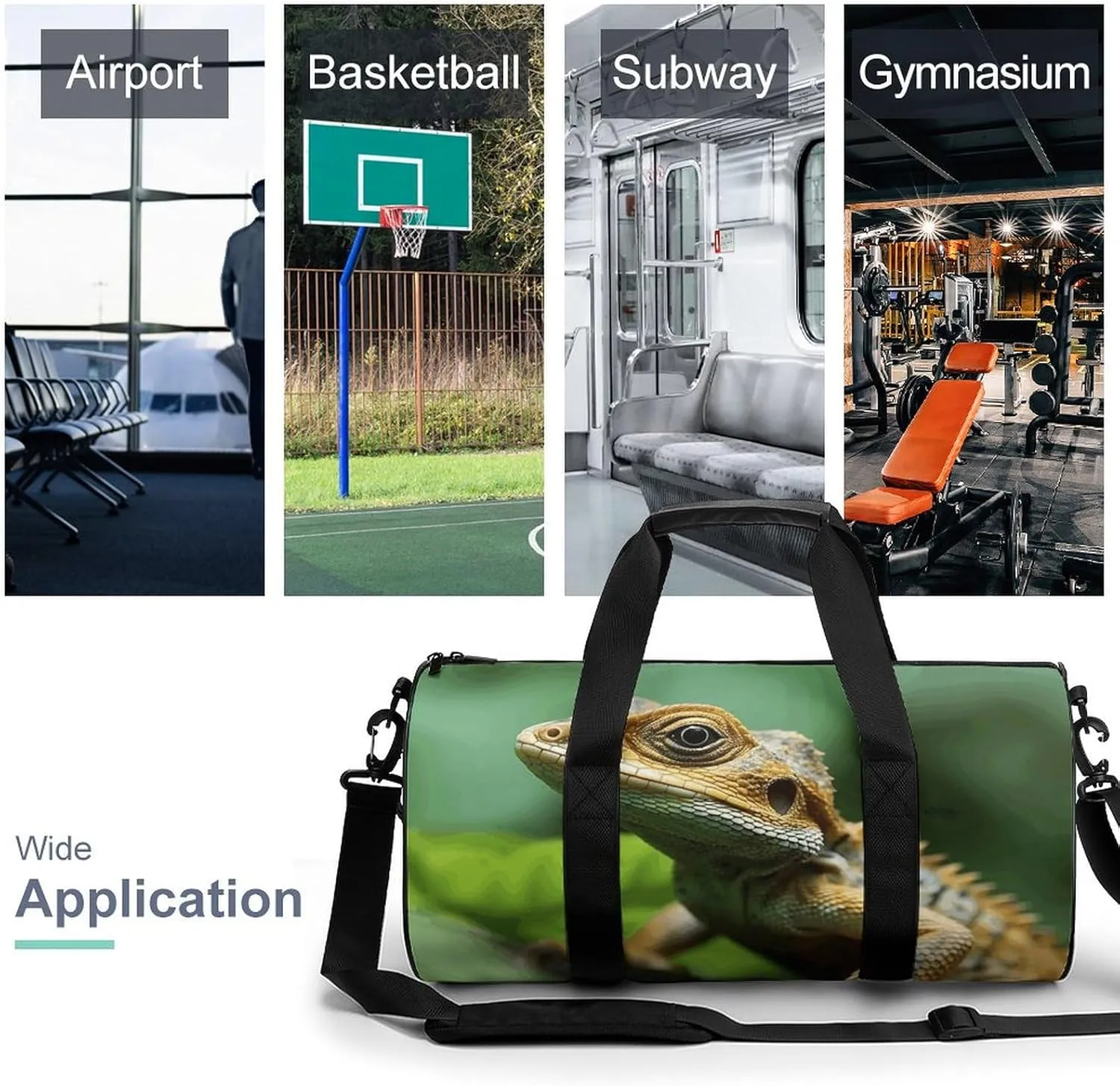 Duffel Bag for Men Women Gym Bag Animal Lizard Travel Duffel Bag Waterproof Overnight Bag for Sports Workout