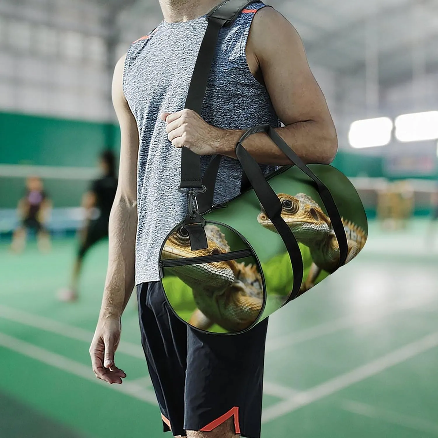 Duffel Bag for Men Women Gym Bag Animal Lizard Travel Duffel Bag Waterproof Overnight Bag for Sports Workout