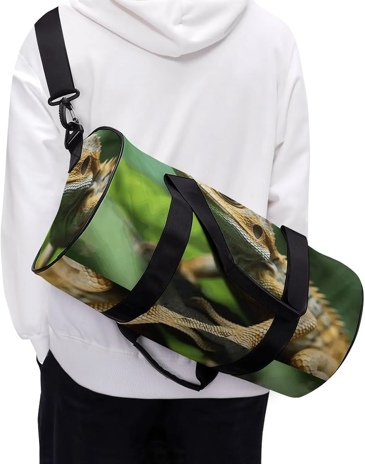 Duffel Bag for Men Women Gym Bag Animal Lizard Travel Duffel Bag Waterproof Overnight Bag for Sports Workout
