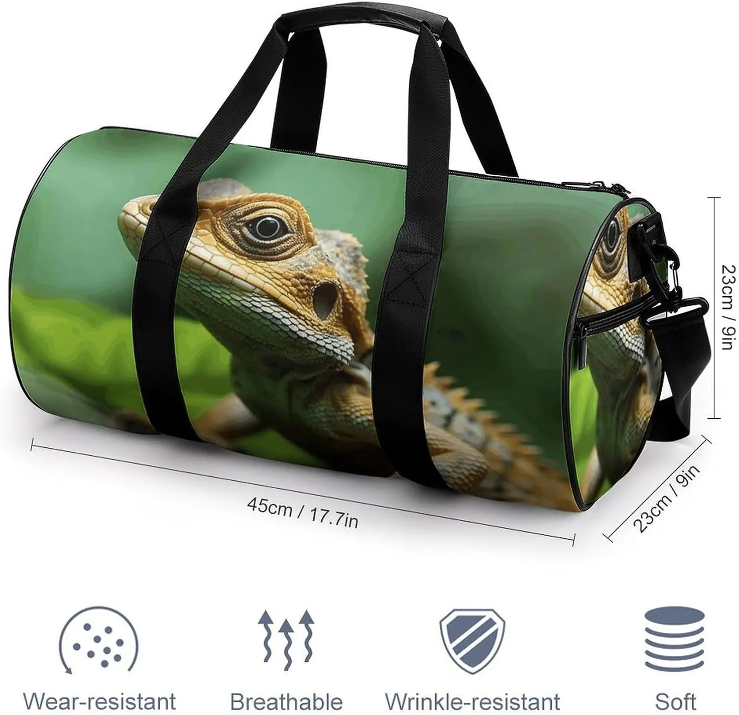 Duffel Bag for Men Women Gym Bag Animal Lizard Travel Duffel Bag Waterproof Overnight Bag for Sports Workout