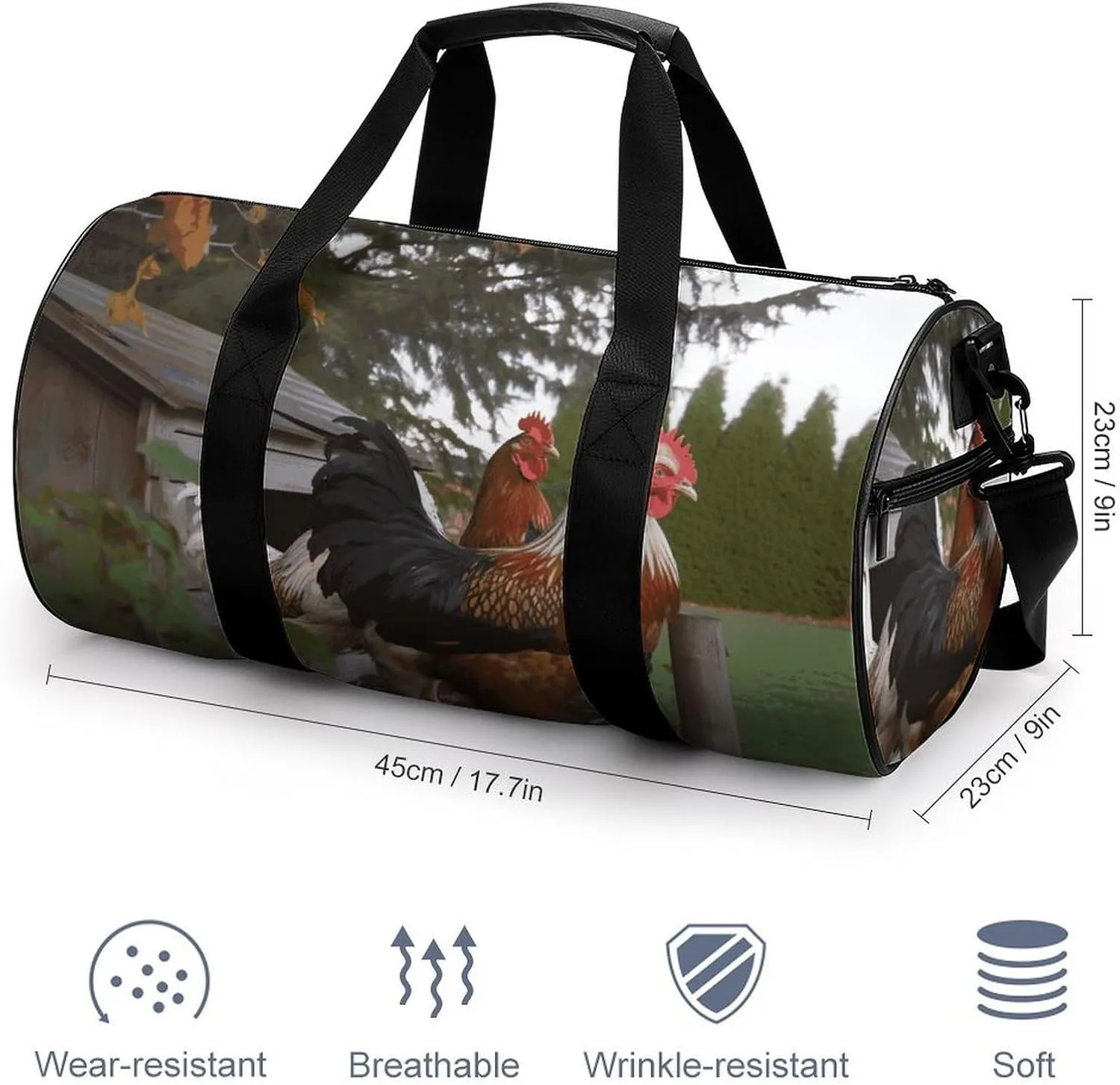 Duffel Bag for Men Women Gym Bag BackYard Chickens Travel Duffel Bag Waterproof Overnight Bag for Sports Workout