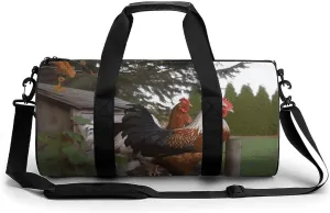 Duffel Bag for Men Women Gym Bag BackYard Chickens Travel Duffel Bag Waterproof Overnight Bag for Sports Workout