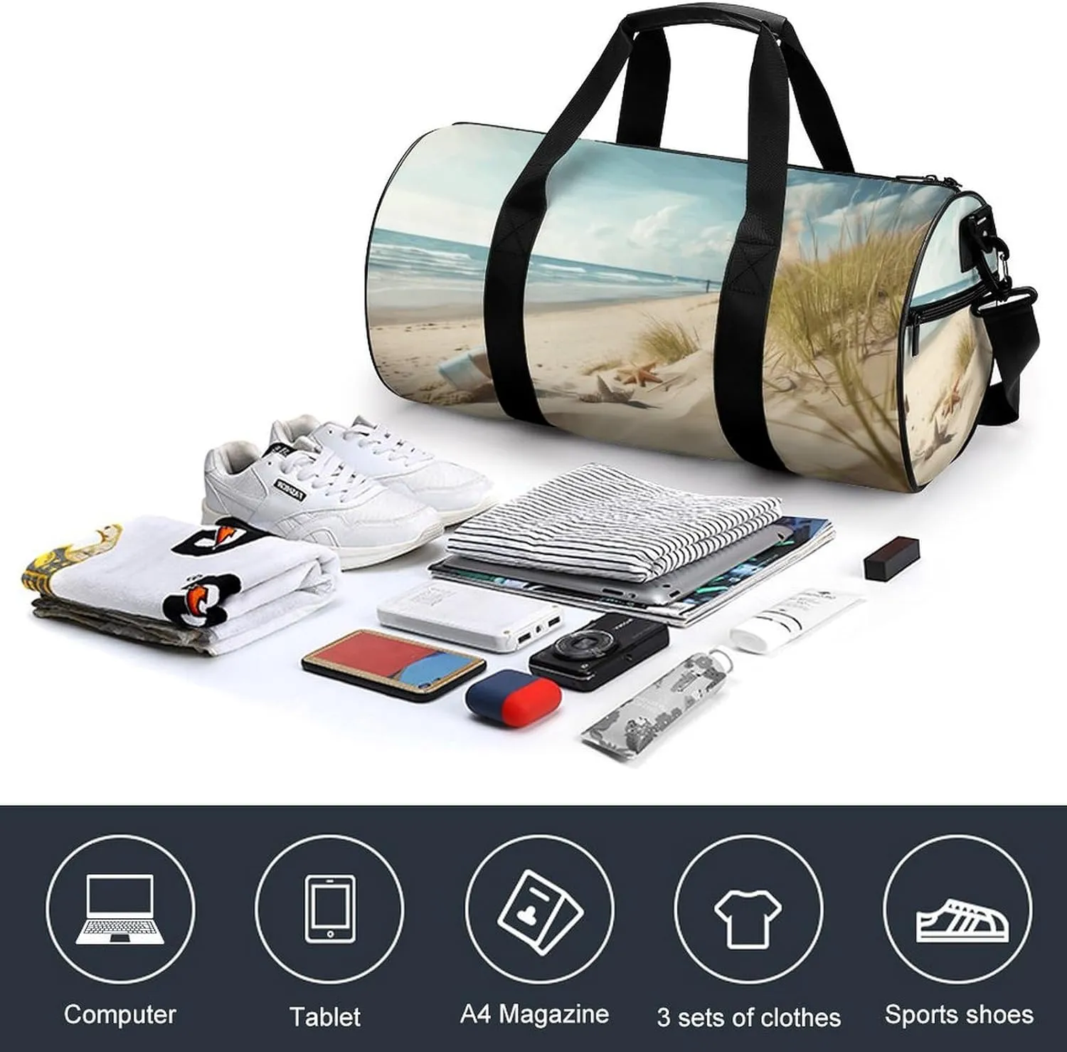 Duffel Bag for Men Women Gym Bag Beach Seaside Travel Duffel Bag Waterproof Overnight Bag for Sports Workout
