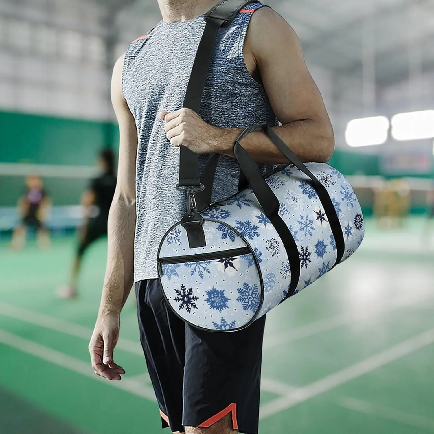 Duffel Bag for Men Women Gym Bag Blue And Light Blue Travel Duffel Bag Waterproof Overnight Bag for Sports Workout
