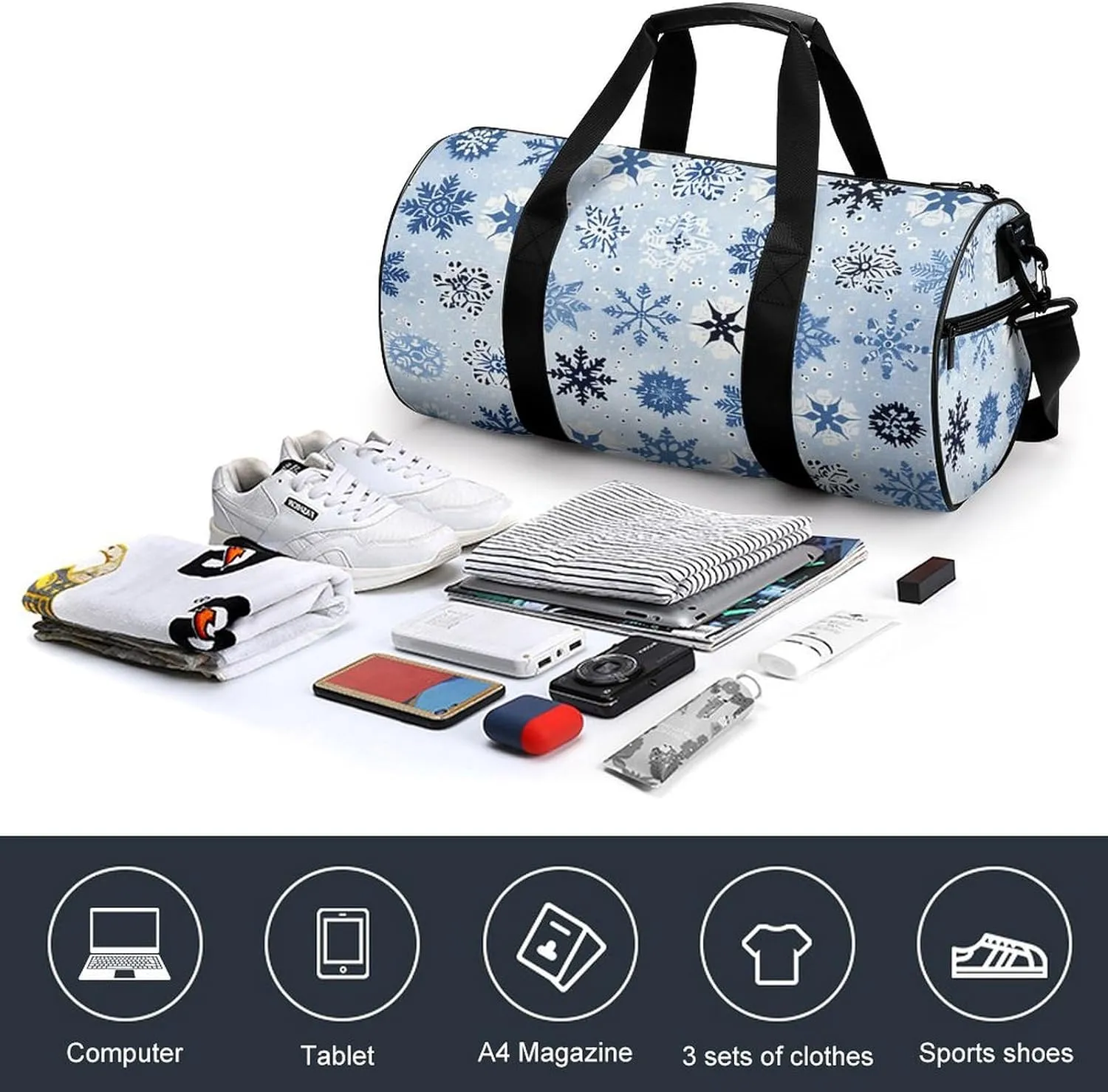 Duffel Bag for Men Women Gym Bag Blue And Light Blue Travel Duffel Bag Waterproof Overnight Bag for Sports Workout