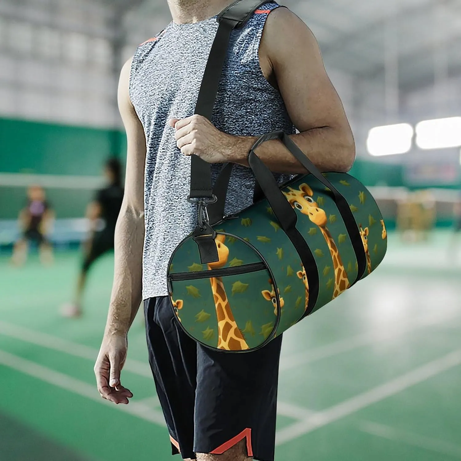 Duffel Bag for Men Women Gym Bag Cartoon Giraffe Travel Duffel Bag Waterproof Overnight Bag for Sports Workout