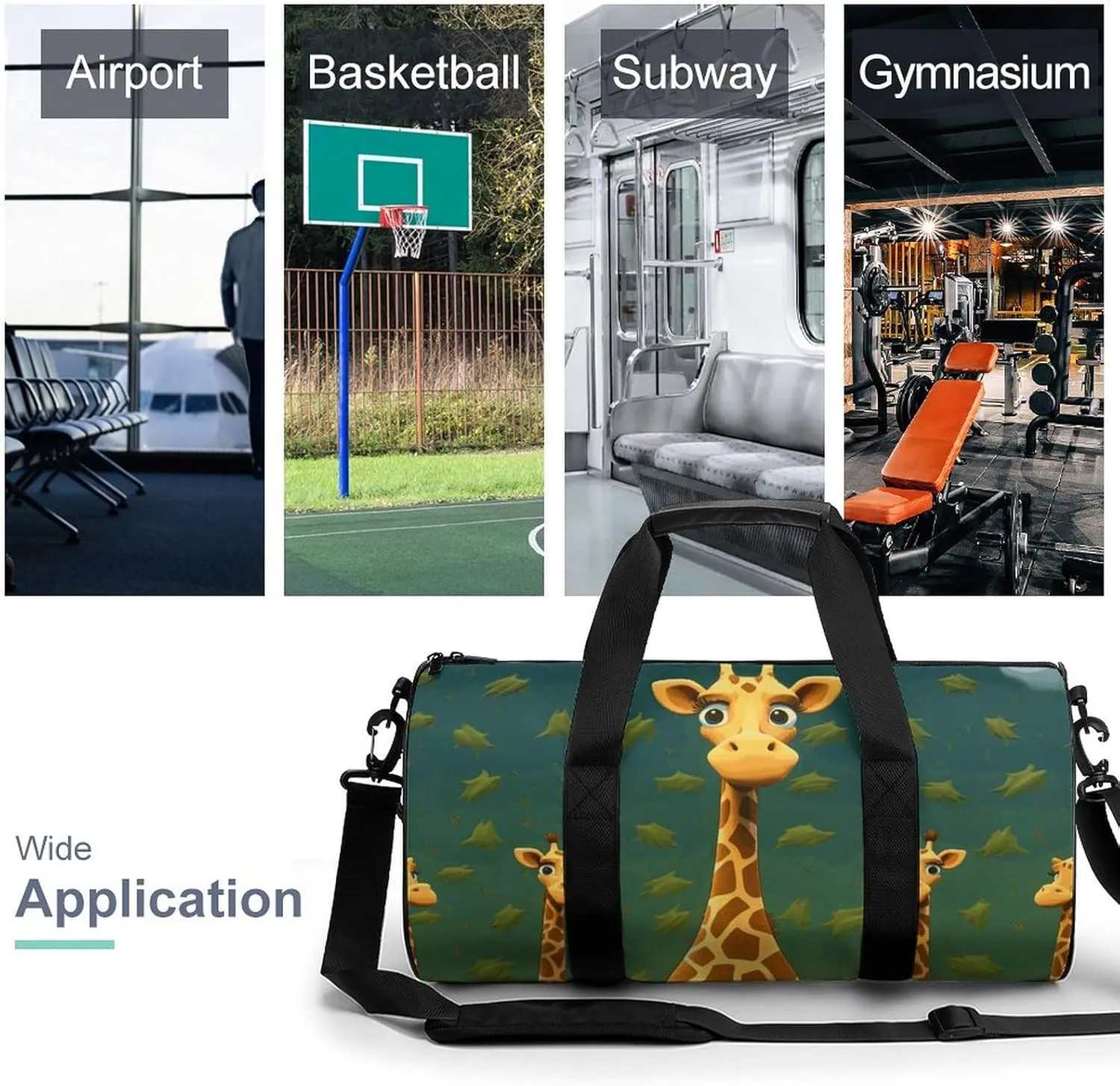 Duffel Bag for Men Women Gym Bag Cartoon Giraffe Travel Duffel Bag Waterproof Overnight Bag for Sports Workout