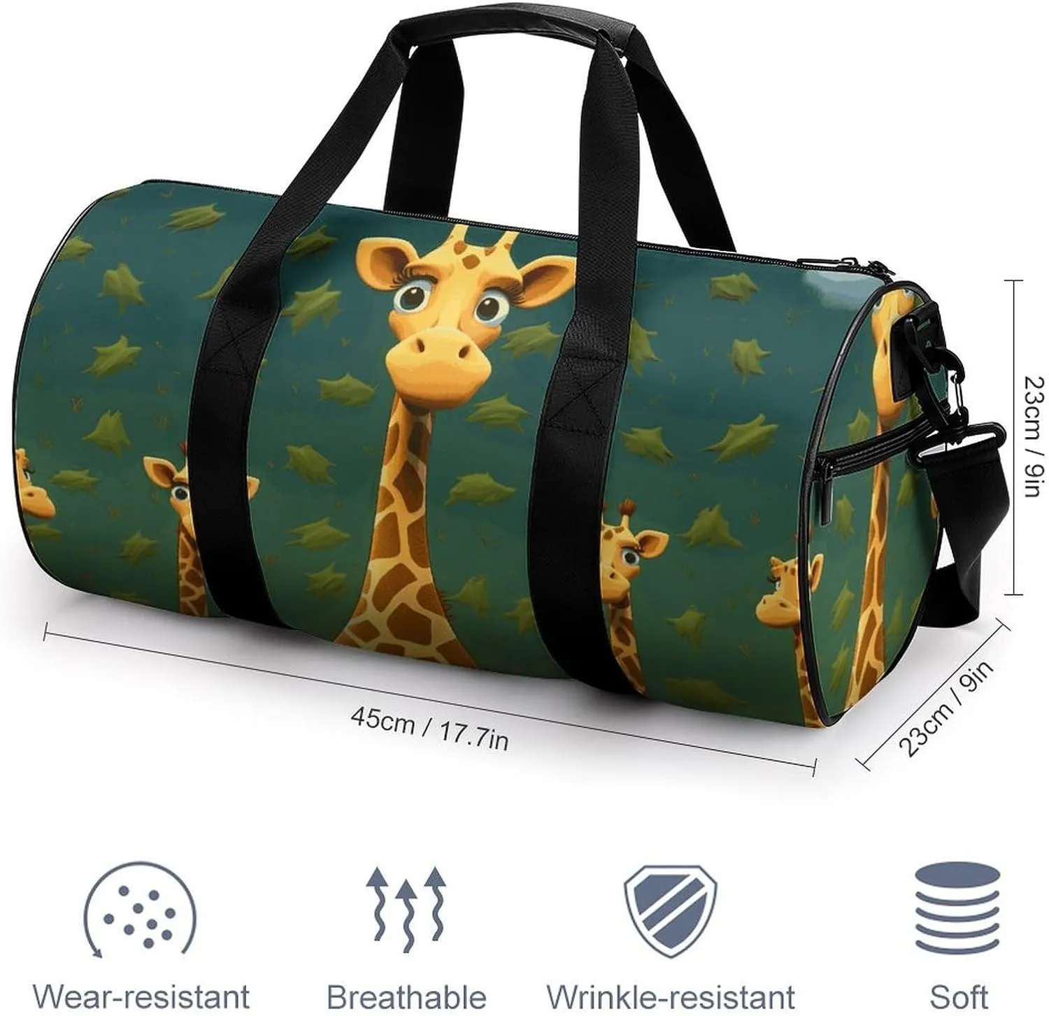 Duffel Bag for Men Women Gym Bag Cartoon Giraffe Travel Duffel Bag Waterproof Overnight Bag for Sports Workout