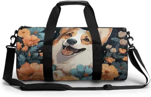 Duffel Bag for Men Women Gym Bag Corgi Pattern Travel Duffel Bag Waterproof Overnight Bag for Sports Workout