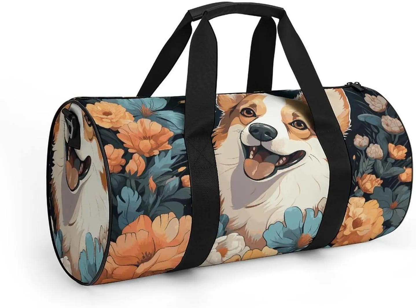 Duffel Bag for Men Women Gym Bag Corgi Pattern Travel Duffel Bag Waterproof Overnight Bag for Sports Workout