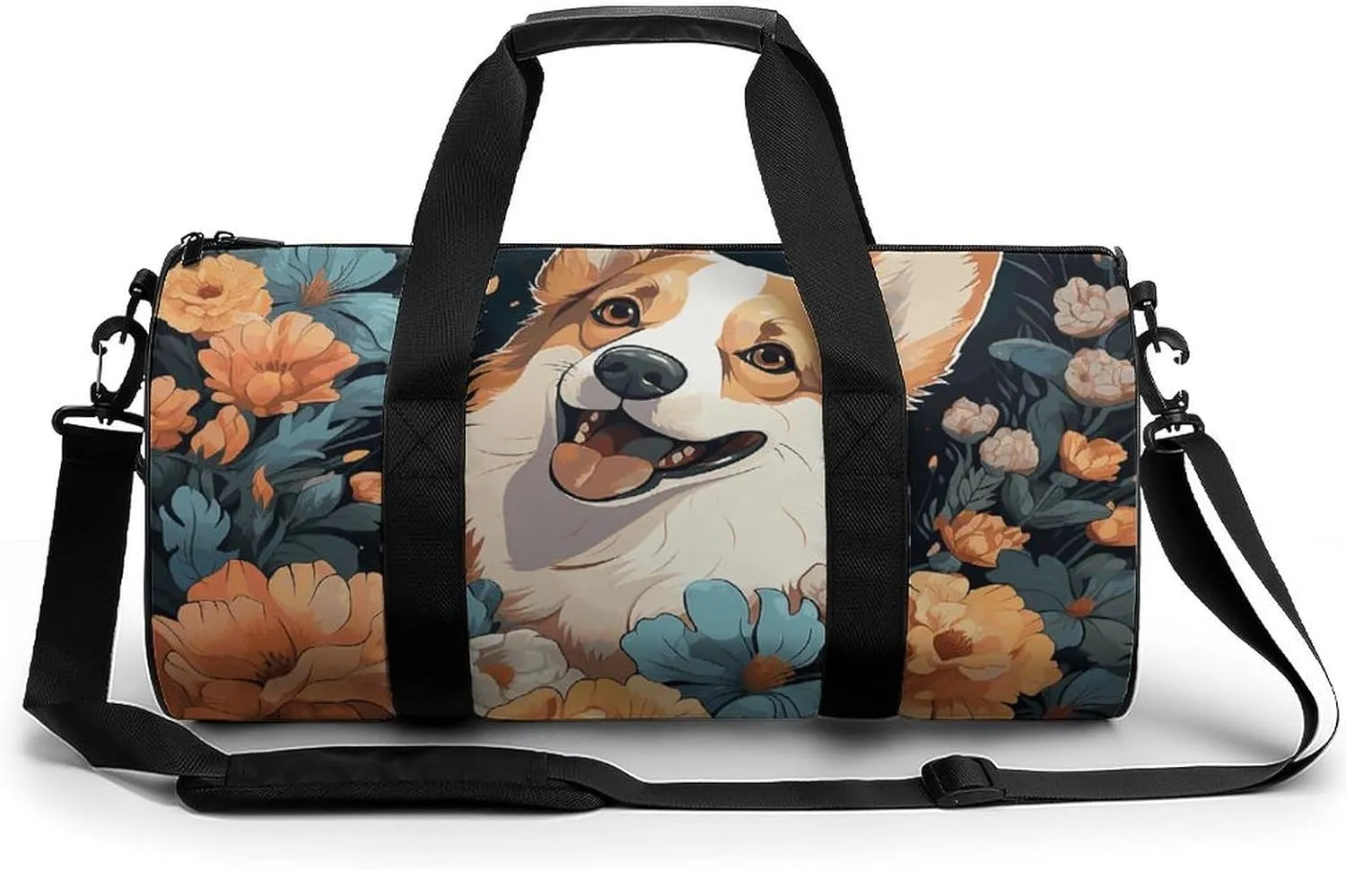 Duffel Bag for Men Women Gym Bag Corgi Pattern Travel Duffel Bag Waterproof Overnight Bag for Sports Workout