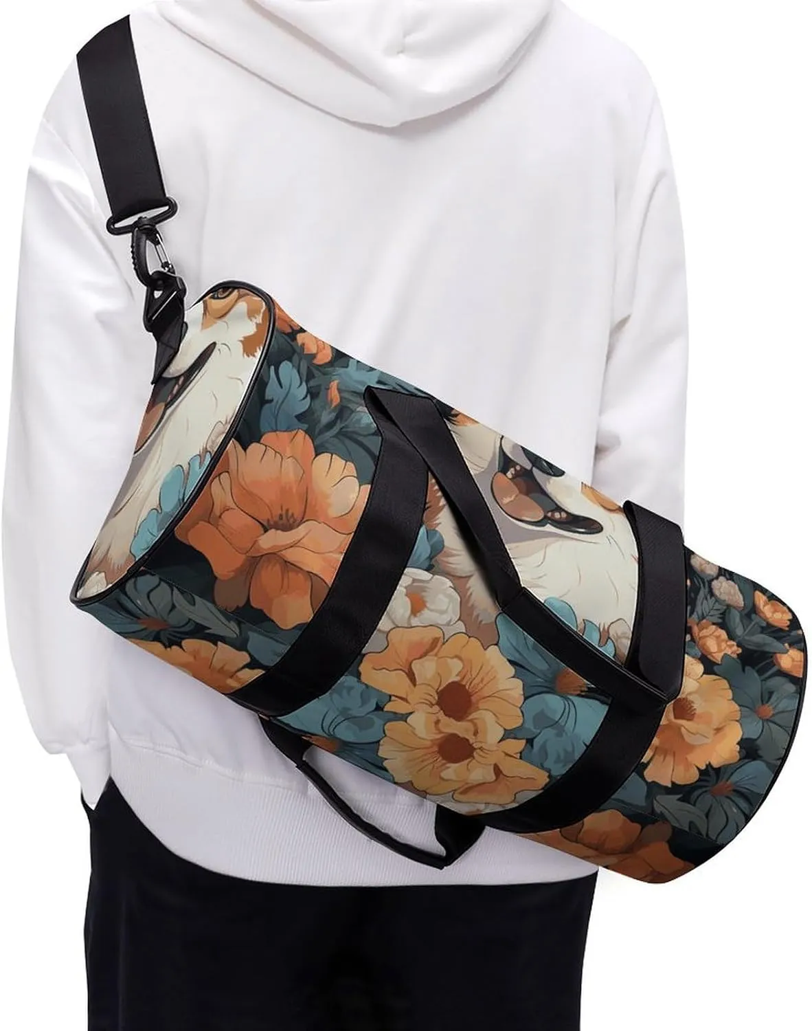 Duffel Bag for Men Women Gym Bag Corgi Pattern Travel Duffel Bag Waterproof Overnight Bag for Sports Workout