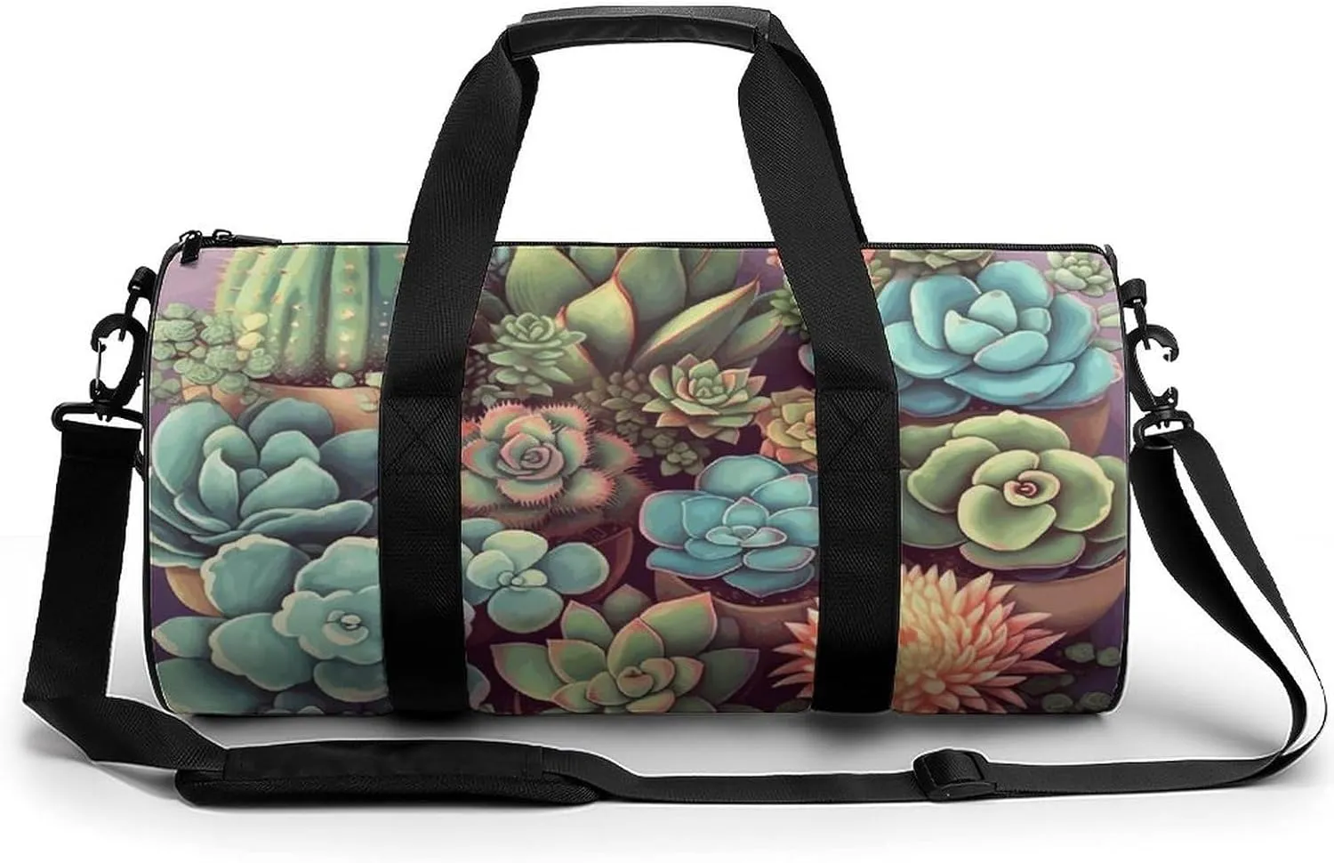 Duffel Bag for Men Women Gym Bag Cute Succulents Travel Duffel Bag Waterproof Overnight Bag for Sports Workout