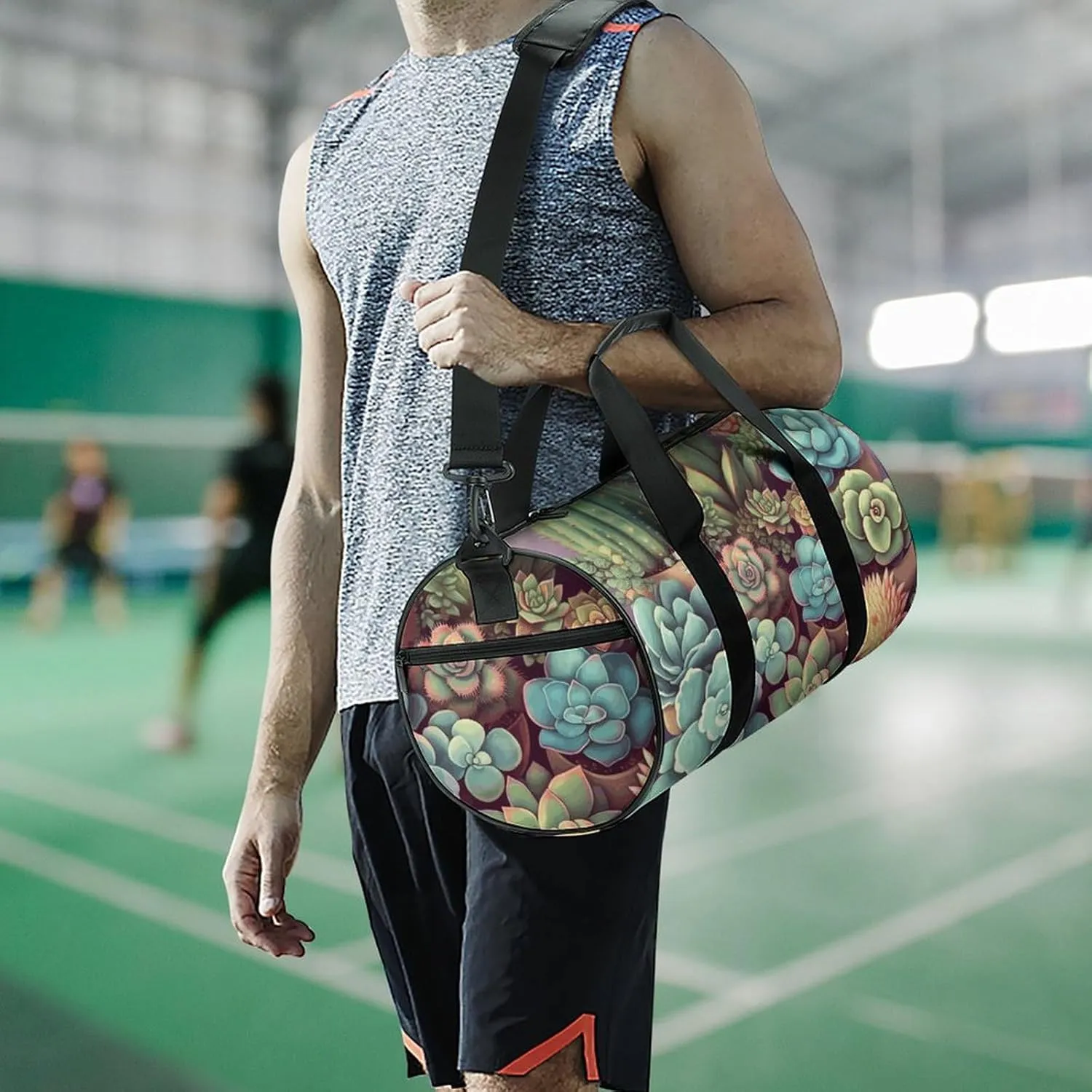 Duffel Bag for Men Women Gym Bag Cute Succulents Travel Duffel Bag Waterproof Overnight Bag for Sports Workout