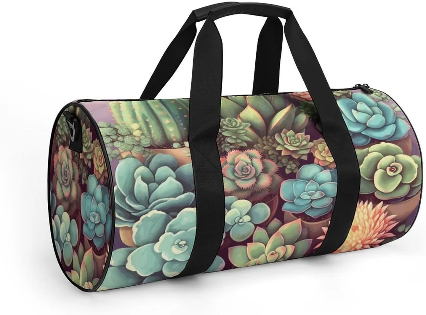 Duffel Bag for Men Women Gym Bag Cute Succulents Travel Duffel Bag Waterproof Overnight Bag for Sports Workout