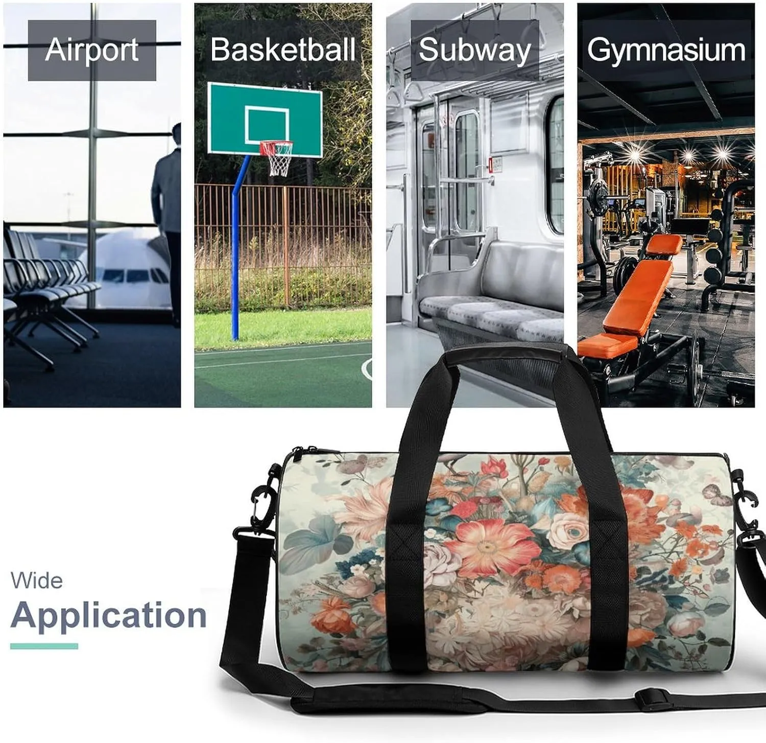 Duffel Bag for Men Women Gym Bag Decorative Arts Travel Duffel Bag Waterproof Overnight Bag for Sports Workout