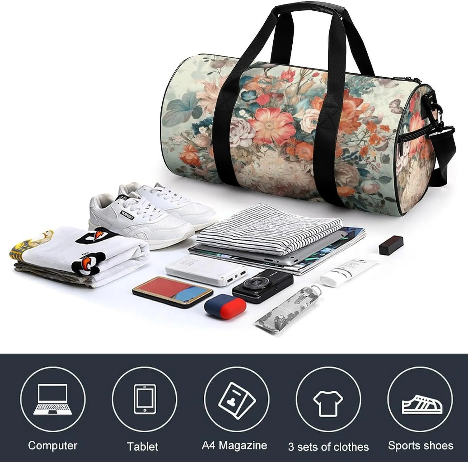 Duffel Bag for Men Women Gym Bag Decorative Arts Travel Duffel Bag Waterproof Overnight Bag for Sports Workout