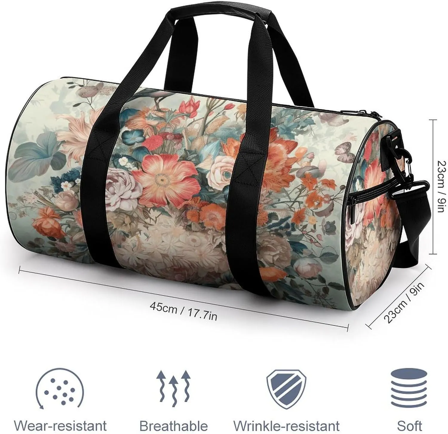 Duffel Bag for Men Women Gym Bag Decorative Arts Travel Duffel Bag Waterproof Overnight Bag for Sports Workout
