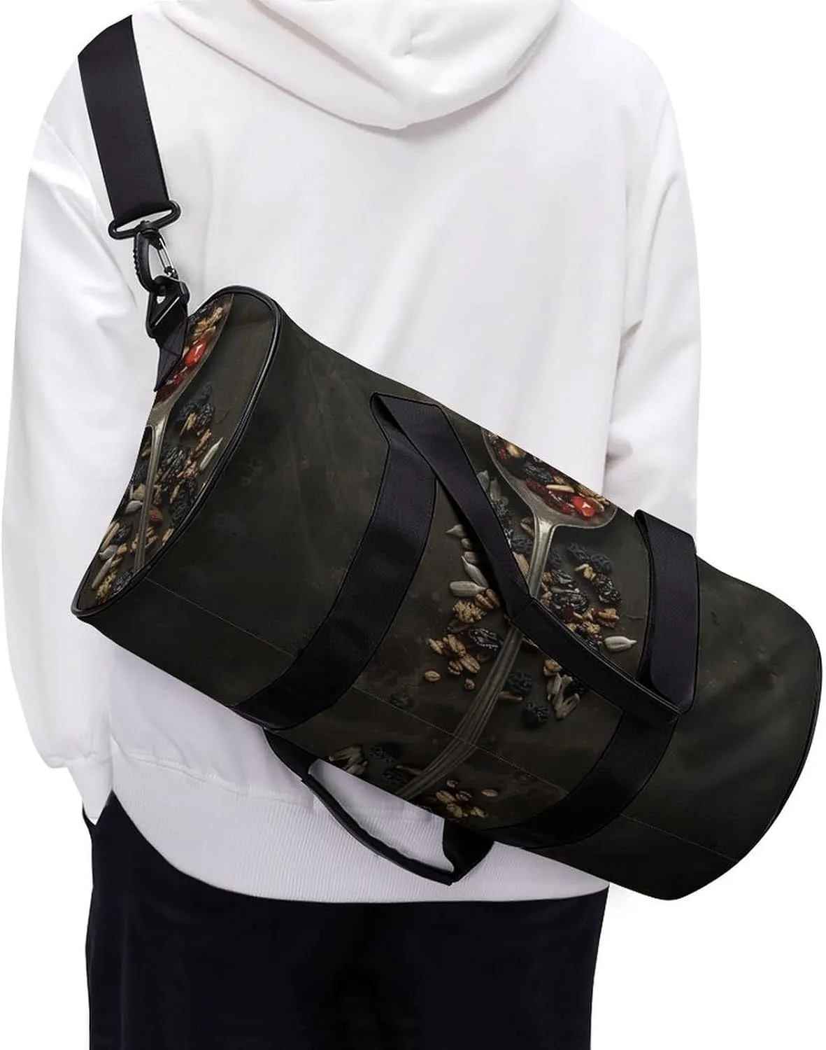 Duffel Bag for Men Women Gym Bag Filled with Sliced Nuts Travel Duffel Bag Waterproof Overnight Bag for Sports Workout