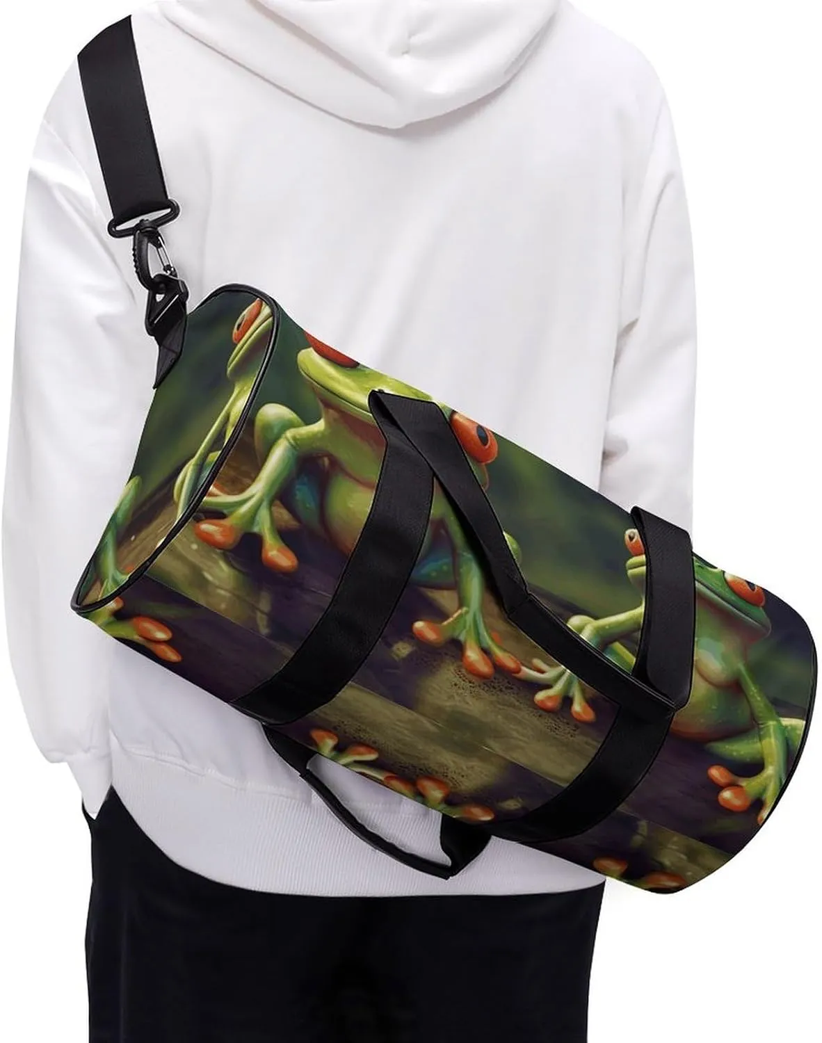 Duffel Bag for Men Women Gym Bag Funny Green Frogs Travel Duffel Bag Waterproof Overnight Bag for Sports Workout