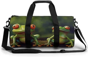 Duffel Bag for Men Women Gym Bag Funny Green Frogs Travel Duffel Bag Waterproof Overnight Bag for Sports Workout