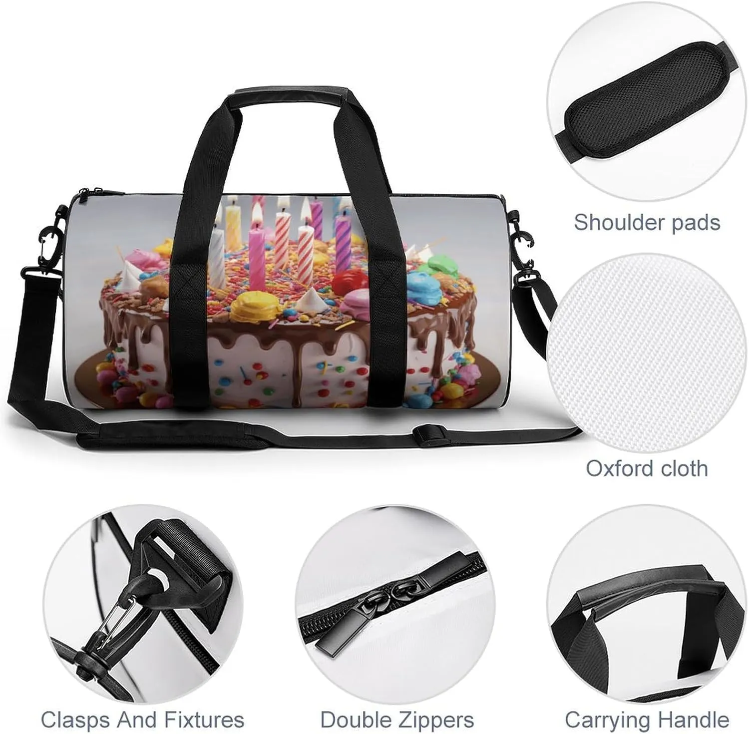 Duffel Bag for Men Women Gym Bag Happy Birthday Beautiful Travel Duffel Bag Waterproof Overnight Bag for Sports Workout