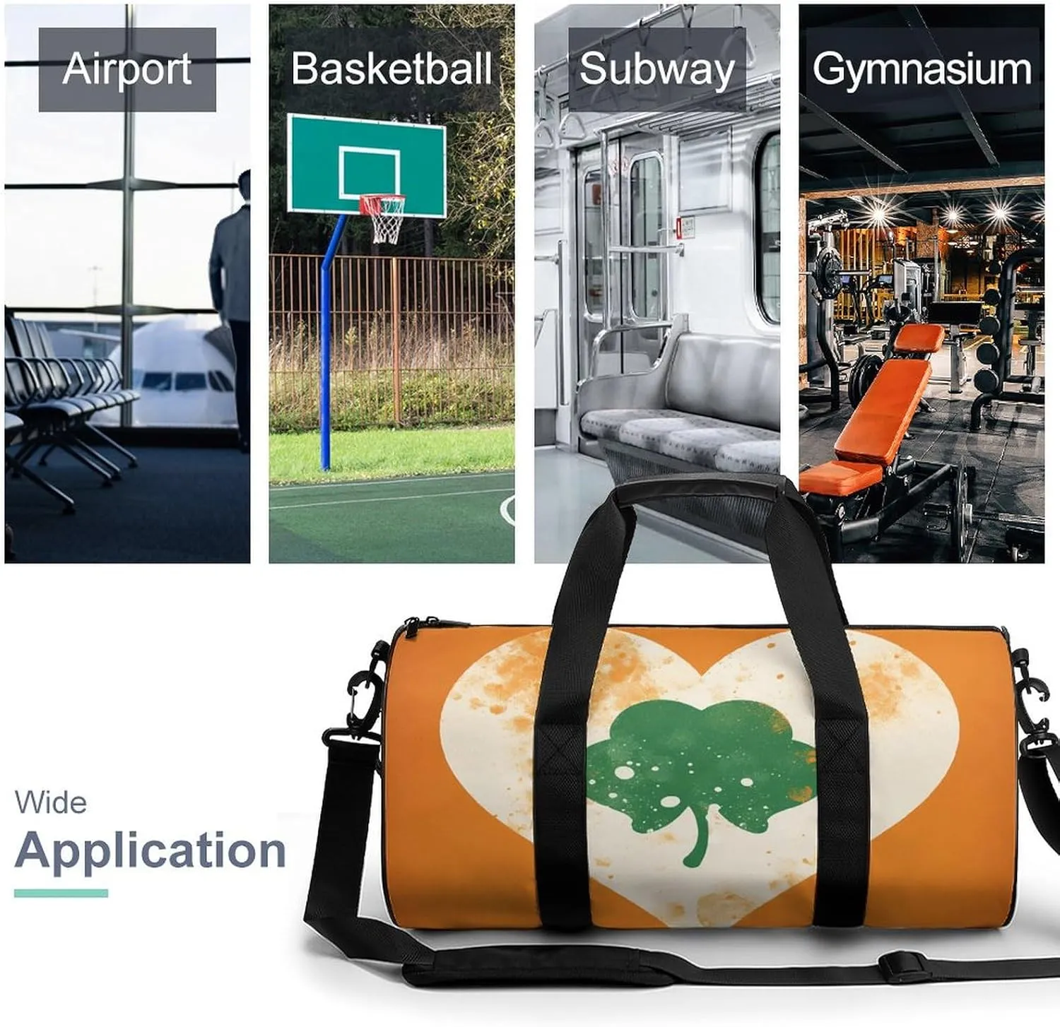 Duffel Bag for Men Women Gym Bag Heart Shape on Background Travel Duffel Bag Waterproof Overnight Bag for Sports Workout