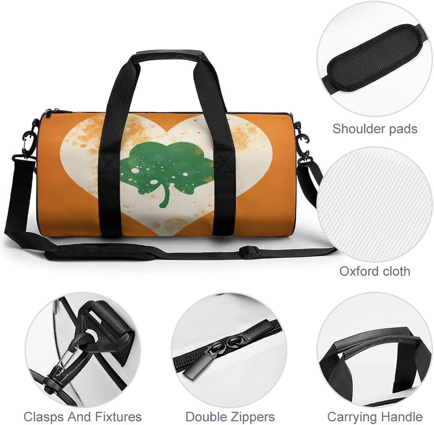 Duffel Bag for Men Women Gym Bag Heart Shape on Background Travel Duffel Bag Waterproof Overnight Bag for Sports Workout
