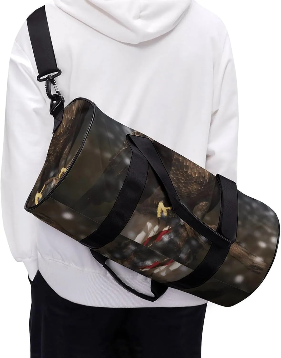 Duffel Bag for Men Women Gym Bag North American Bald Eagle Travel Duffel Bag Waterproof Overnight Bag for Sports Workout