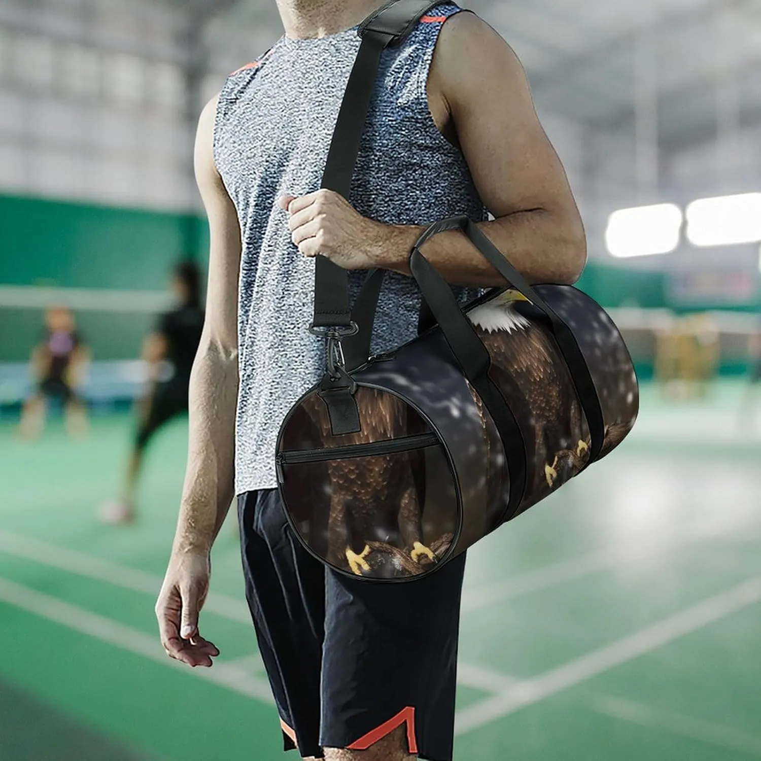 Duffel Bag for Men Women Gym Bag North American Bald Eagle Travel Duffel Bag Waterproof Overnight Bag for Sports Workout