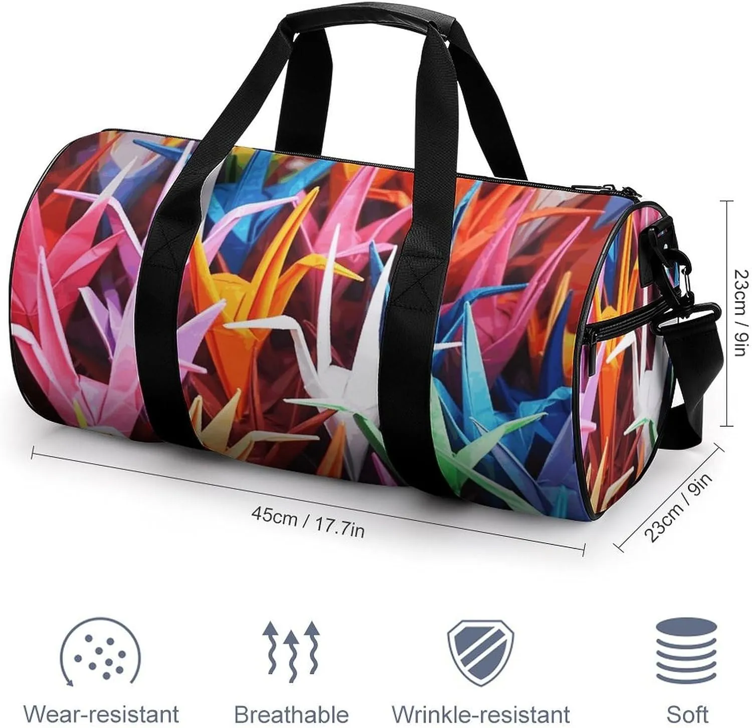 Duffel Bag for Men Women Gym Bag Origami Paper Cranes Travel Duffel Bag Waterproof Overnight Bag for Sports Workout