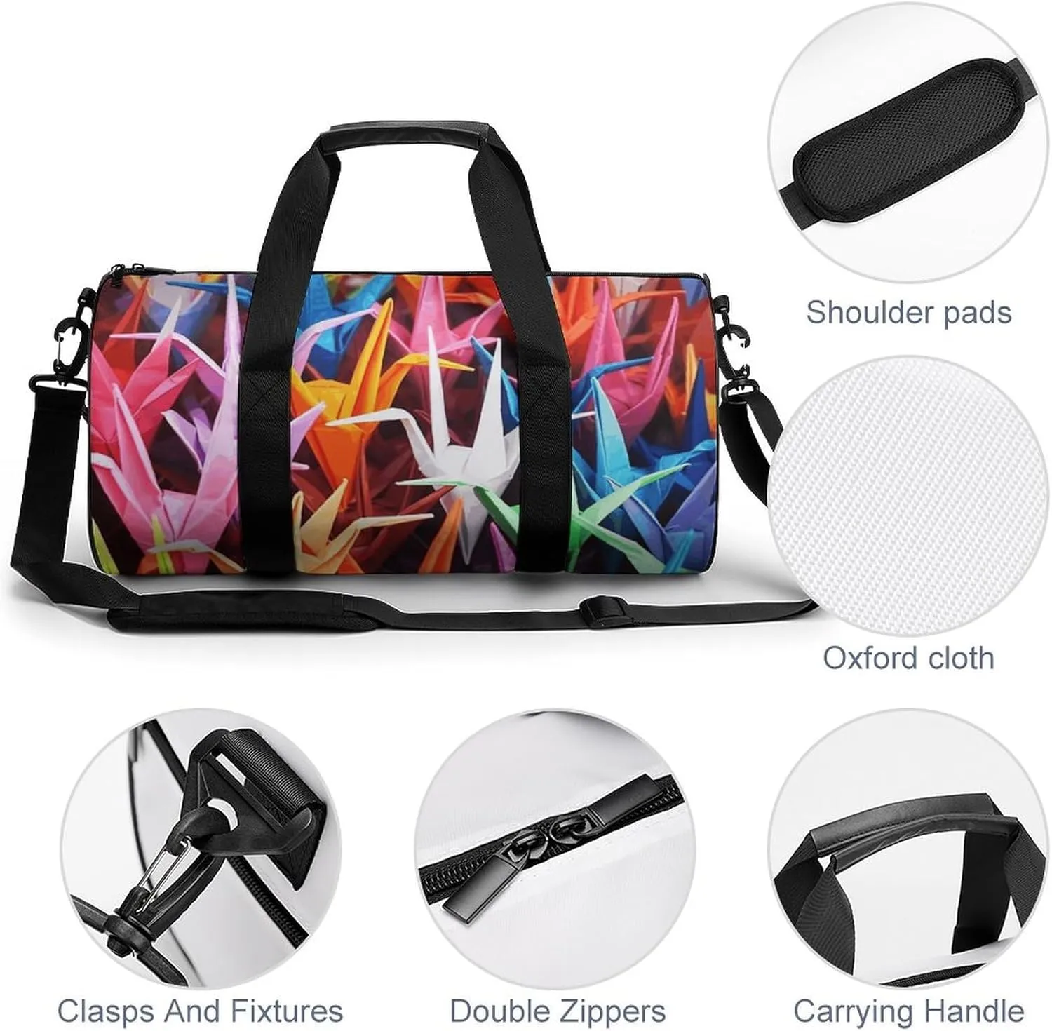 Duffel Bag for Men Women Gym Bag Origami Paper Cranes Travel Duffel Bag Waterproof Overnight Bag for Sports Workout