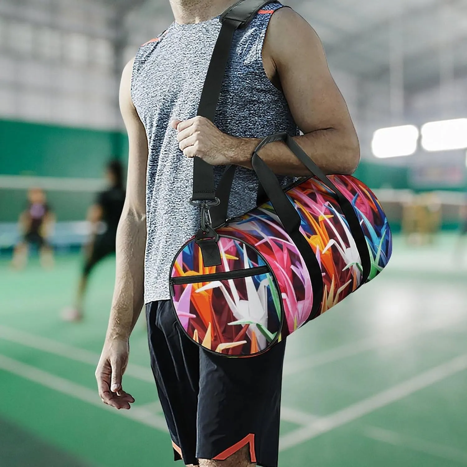 Duffel Bag for Men Women Gym Bag Origami Paper Cranes Travel Duffel Bag Waterproof Overnight Bag for Sports Workout