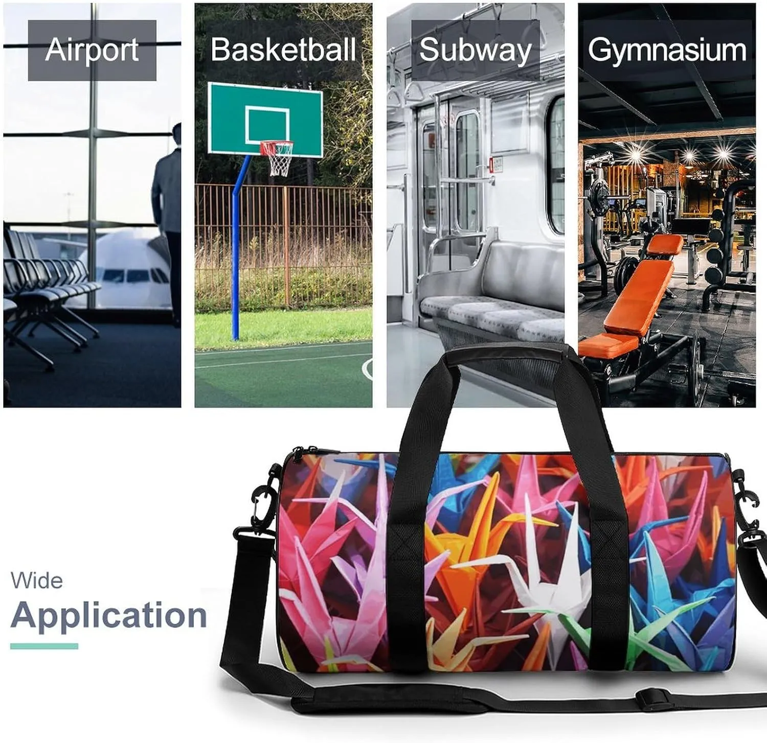 Duffel Bag for Men Women Gym Bag Origami Paper Cranes Travel Duffel Bag Waterproof Overnight Bag for Sports Workout