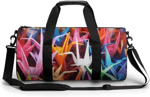 Duffel Bag for Men Women Gym Bag Origami Paper Cranes Travel Duffel Bag Waterproof Overnight Bag for Sports Workout