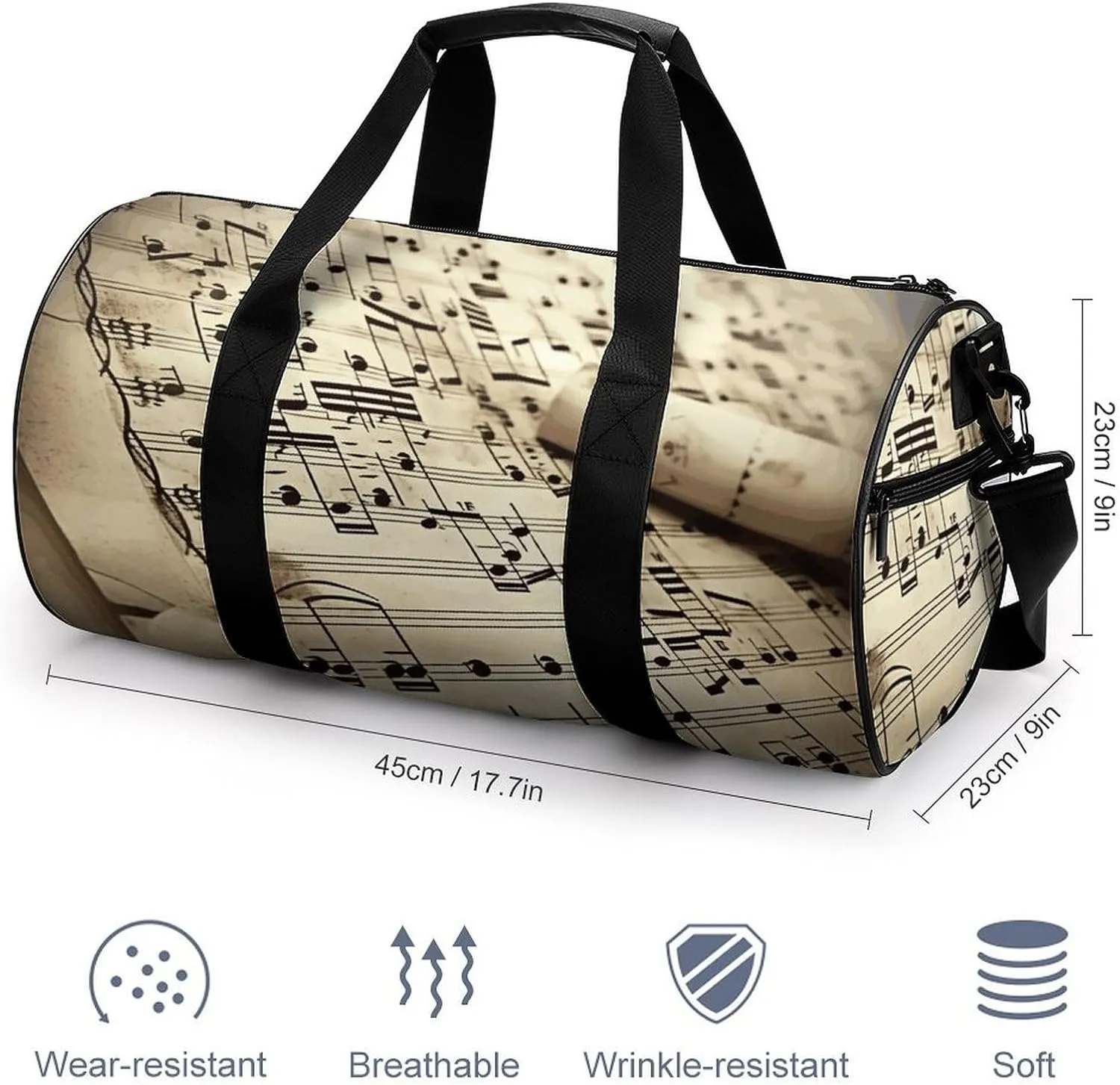 Duffel Bag for Men Women Gym Bag Sheet Music Travel Duffel Bag Waterproof Overnight Bag for Sports Workout