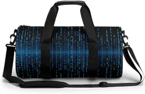 Duffel Bag for Men Women Gym Bag The Blue Binary Matrix Travel Duffel Bag Waterproof Overnight Bag for Sports Workout