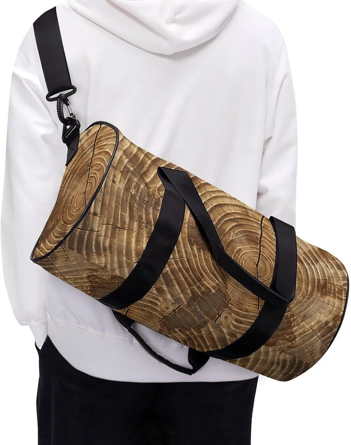 Duffel Bag for Men Women Gym Bag Wood Grain Texture Travel Duffel Bag Waterproof Overnight Bag for Sports Workout