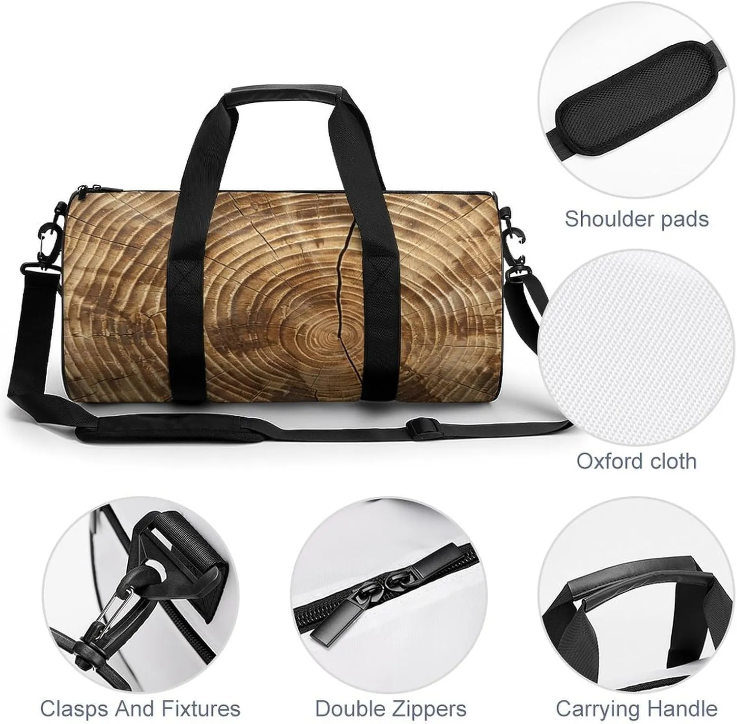 Duffel Bag for Men Women Gym Bag Wood Grain Texture Travel Duffel Bag Waterproof Overnight Bag for Sports Workout