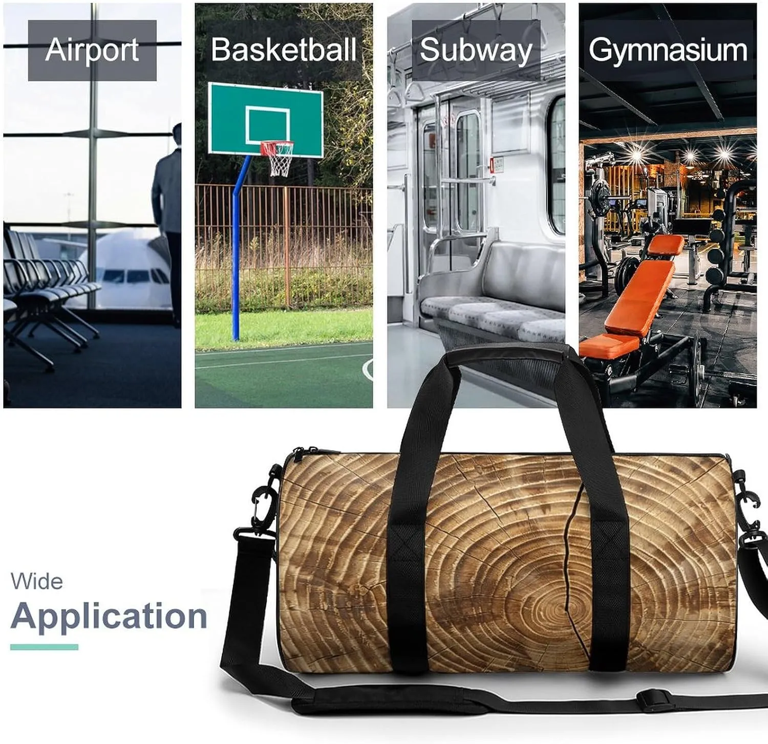 Duffel Bag for Men Women Gym Bag Wood Grain Texture Travel Duffel Bag Waterproof Overnight Bag for Sports Workout
